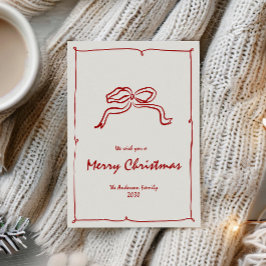 Rode knoop moderne kerst feestdagenkaart