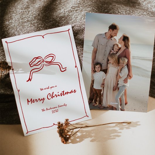 Rode knoop moderne kerst feestdagenkaart