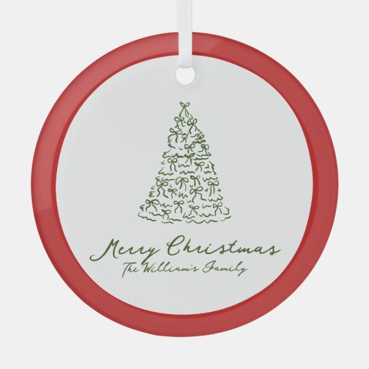 Rode knoop moderne kerst glas ornament (Voorkant)