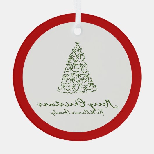 Rode knoop moderne kerst glas ornament (Achterkant)