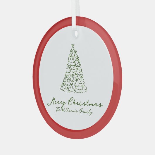 Rode knoop moderne kerst glas ornament (Voorkant links)