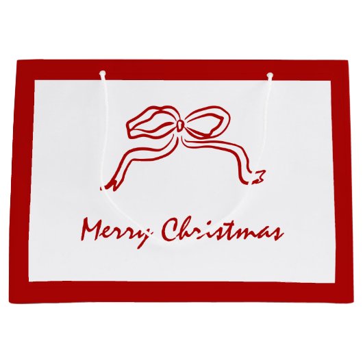 Rode knoop moderne kerst groot cadeauzakje (Voorkant)