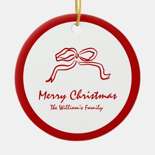 Rode knoop moderne kerst keramisch ornament (Voorkant)