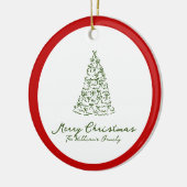 Rode knoop moderne kerst keramisch ornament (Links)