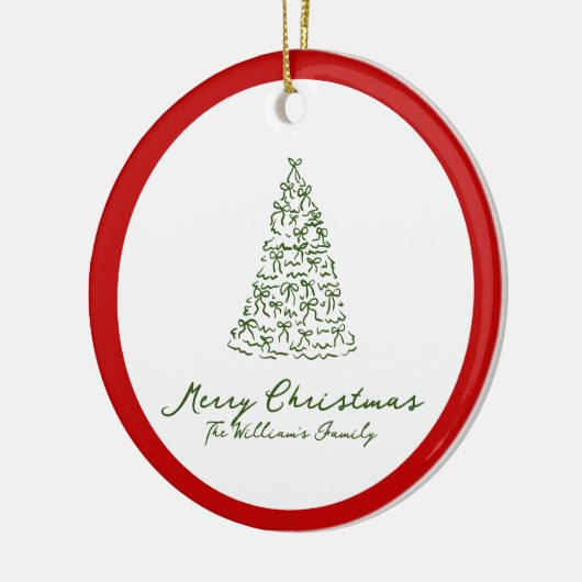 Rode knoop moderne kerst keramisch ornament (Links)