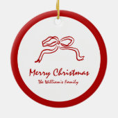 Rode knoop moderne kerst keramisch ornament (Achterkant)