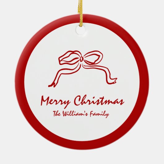 Rode knoop moderne kerst keramisch ornament (Achterkant)