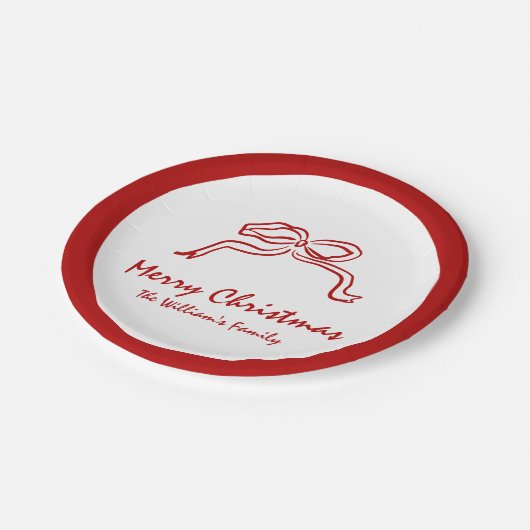 Rode knoop moderne kerst papieren bordje (Gekanteld)