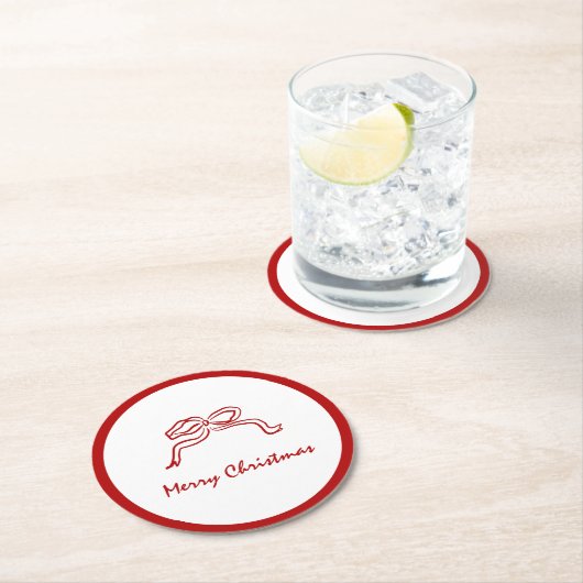 Rode knoop moderne kerst ronde kartonnen onderzetter (Insitu)