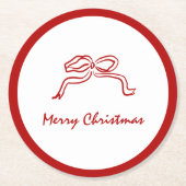 Rode knoop moderne kerst ronde kartonnen onderzetter (Voorkant)