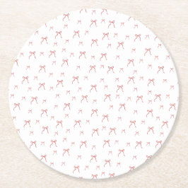 Rode knoop moderne kerst ronde kartonnen onderzetter