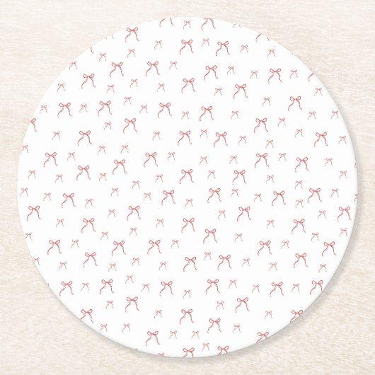 Rode knoop moderne kerst ronde kartonnen onderzetter (Voorkant)