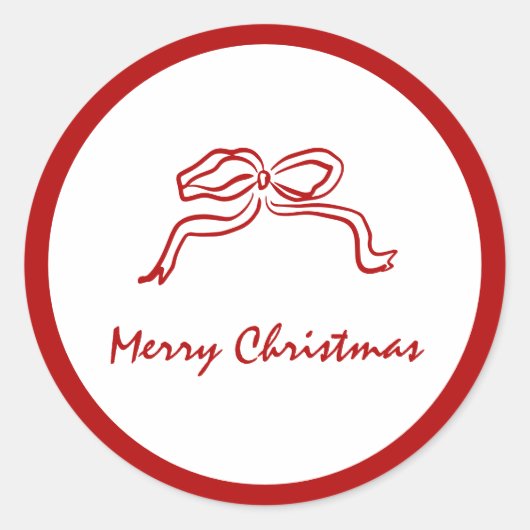 Rode knoop moderne kerst ronde sticker (Voorkant)