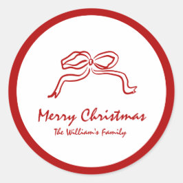 Rode knoop moderne kerst ronde sticker