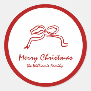 Rode knoop moderne kerst ronde sticker