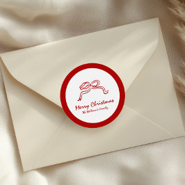 Rode knoop moderne kerst ronde sticker