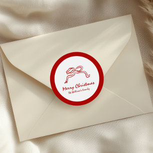 Rode knoop moderne kerst ronde sticker