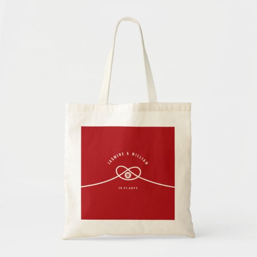 Rode Knoop Unie Dubbel Geluk Chinees Bruiloft Tote Bag (Voorkant)