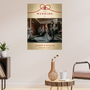 Rode Knoop Unie Dubbel Geluk Chinees Huwelijk Poster