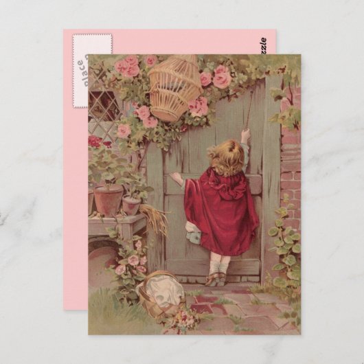 Rode knoppen van de slede op de deur briefkaart (Voorkant / Achterkant)