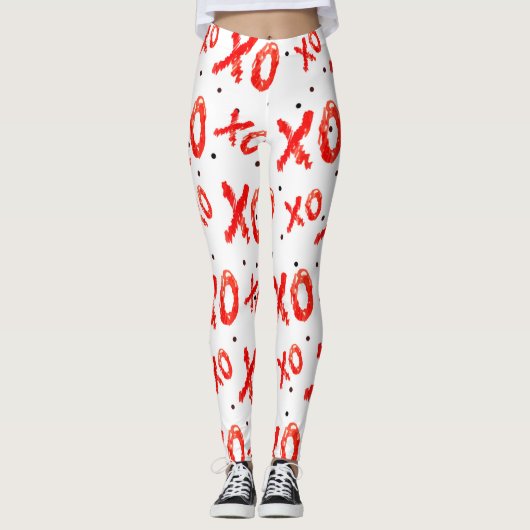 Rode knuffels en kussen patroon leggings (Voorkant)