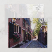 Rode kobblestone Acorn Street bloemen Briefkaart (Voorkant / Achterkant)