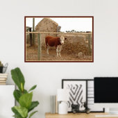 rode koe afdrukken met rand poster (Thuiskantoor)