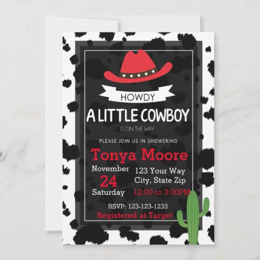 Rode Koe Boy Baby shower Uitnodiging (Voorkant)