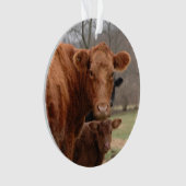 rode koe met haar Calf Ornament (voorkant)
