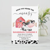 Rode Koe print Heb je de Moos Birthday gehoord Kaart (Staand voorkant)