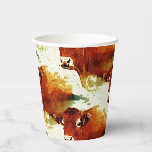 Rode Koe schilderen Papieren Bekers (Voorkant)