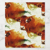 Rode Koe schilderen Wijn Etiket (Enkel label)