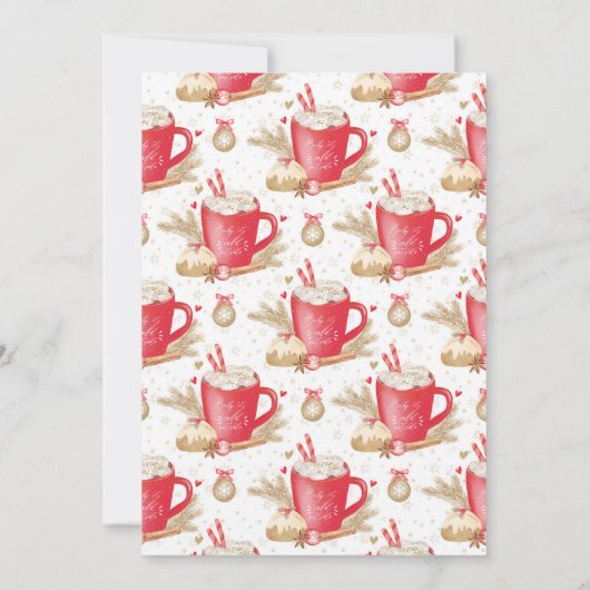 Rode koekjes en Cacao Feestje Winter Kaart (Achterkant)