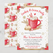 Rode koekjes en Cacao Feestje Winter Kaart (Voorkant / Achterkant)