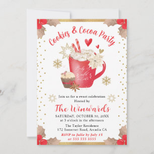 Rode koekjes en Cacaofeestje Winter Kaart