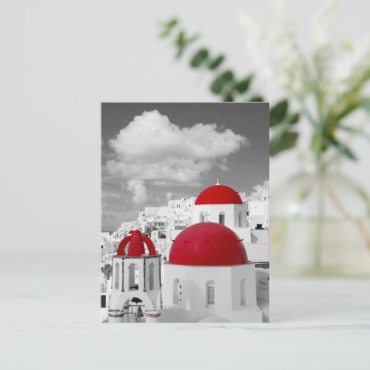 Rode koepel Grieks-orthodoxe Mykonos kerk Briefkaart (Staand voorkant)