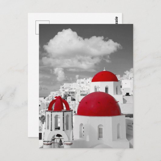 Rode koepel Grieks-orthodoxe Mykonos kerk Briefkaart (Voorkant / Achterkant)