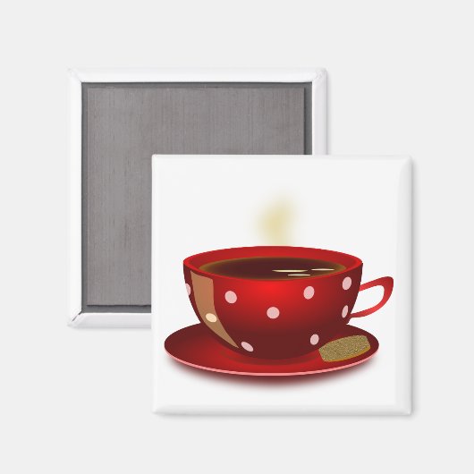 Rode koffie Cup Magneet (Voorkant / Achterkant)