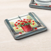 Rode Koffie Tin van Rode Poppies Bier Onderzetter (Linkerzijde)