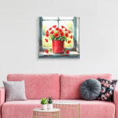 Rode Koffie Tin van Rode Poppies Canvas Afdruk (Insitu (Woonkamer))