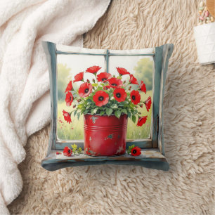 Rode Koffie Tin van Rode Poppies Kussen