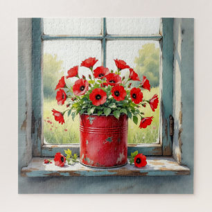 Rode Koffie Tin van Rode Poppies Legpuzzel