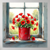 Rode Koffie Tin van Rode Poppies Poster (Voorkant)
