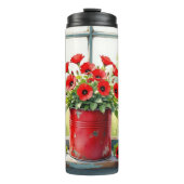 Rode Koffie Tin van Rode Poppies Thermosbeker (Voorkant)