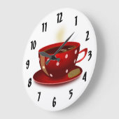 Rode koffiebeker Keukenklok Grote Klok (Hoek)
