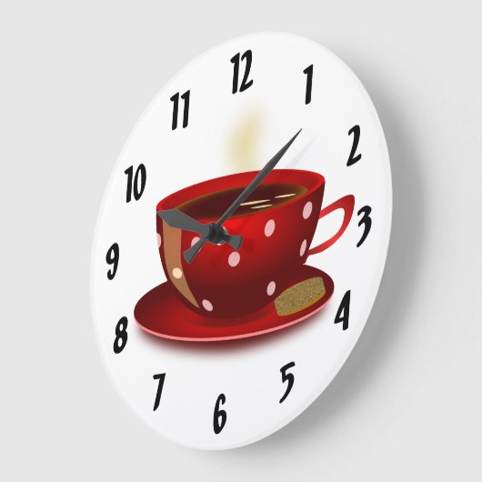 Rode koffiebeker Keukenklok Grote Klok (Hoek)