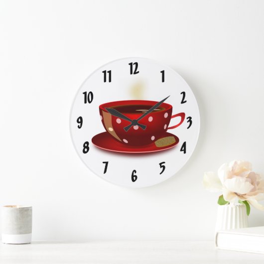Rode koffiebeker Keukenklok Grote Klok (Huis)