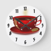 Rode koffiebeker Keukenklok Ronde Klok (Voorkant)
