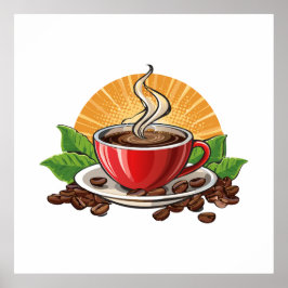 Rode koffiekop poster