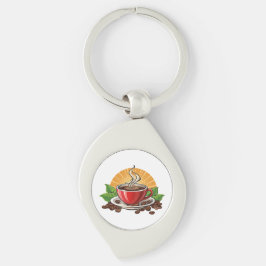 Rode koffiekop sleutelhanger